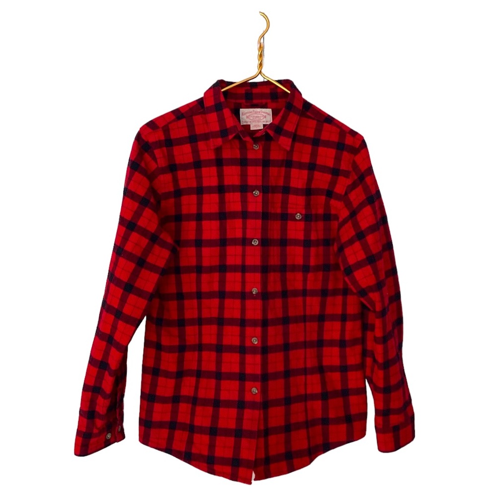Filson Alskan Fisherman Red Plaid 100% Cotton Womens Button Down Shirt L